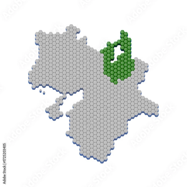 Obraz ハニカム構造状の滋賀県の地図