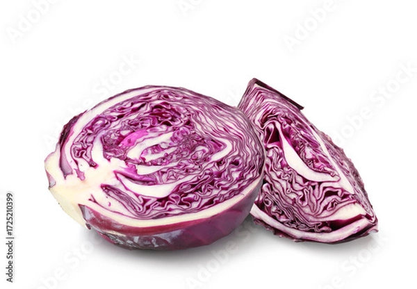 Fototapeta Fresh ripe red cabbage isolated on white