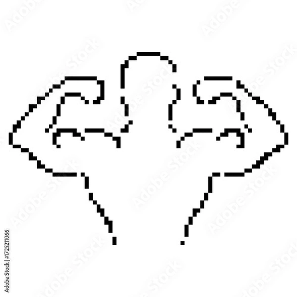 Fototapeta biceps pixel icon, 8-bit. Isolated vector illustration.