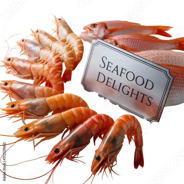 Obraz fresh shrimps on white background