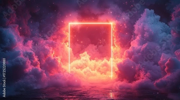 Fototapeta Neon Portal in a Dreamlike Cloudscape