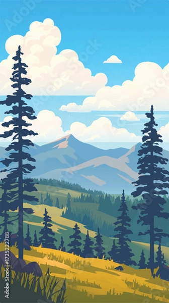 Fototapeta a hill landscape vector art illustration for high quality print