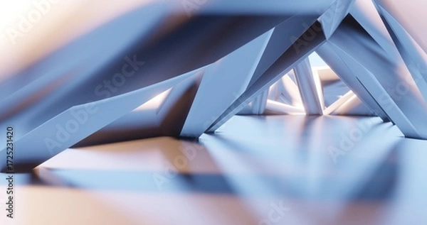 Fototapeta Architecture background geometric arched interior 3d render