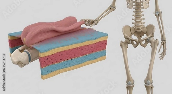 Obraz Layered anatomical representation of the human tongue and underlying tissues.