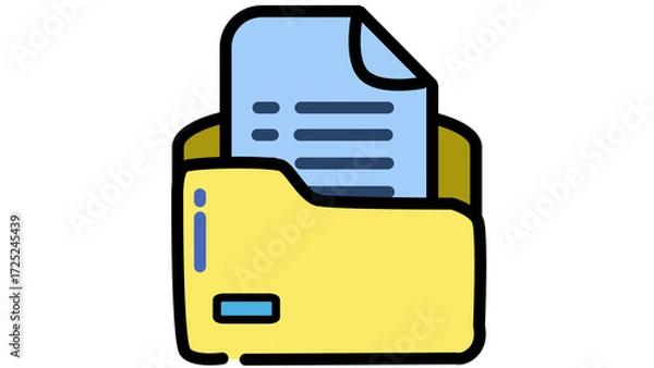 Fototapeta Document folder icon with files and papers Modern flat design Vector illustration Isolated on white background
