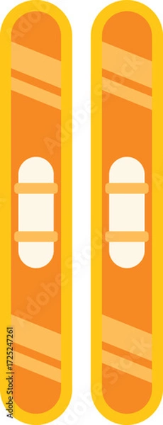Fototapeta This minimalist vector illustration features a pair of orange skis, ready for a day on the slopes