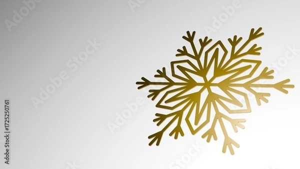 Fototapeta Single Golden Snowflake On White Background Minimal Christmas Decoration Winter Holiday Design Element