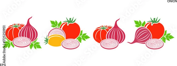 Fototapeta Red onion logo. Isolated red onion on white background. Tomato logo