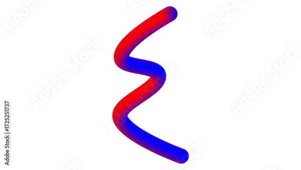 Fototapeta 3D Wavy Line with Red and Blue Gradient Futuristic Neon Light Effect, Colorful Curved Shape, Modern Digital Art Illustration