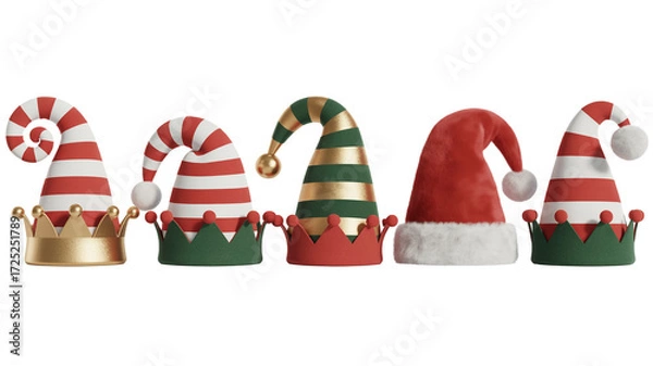 Obraz Delightful collection of Christmas elf hats for holiday festive designs