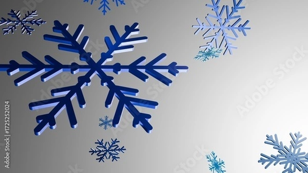 Fototapeta Blue 3D Snowflake Pattern On Gradient Background For Winter Holiday Decoration Seasonal Greeting Or Digital Design
