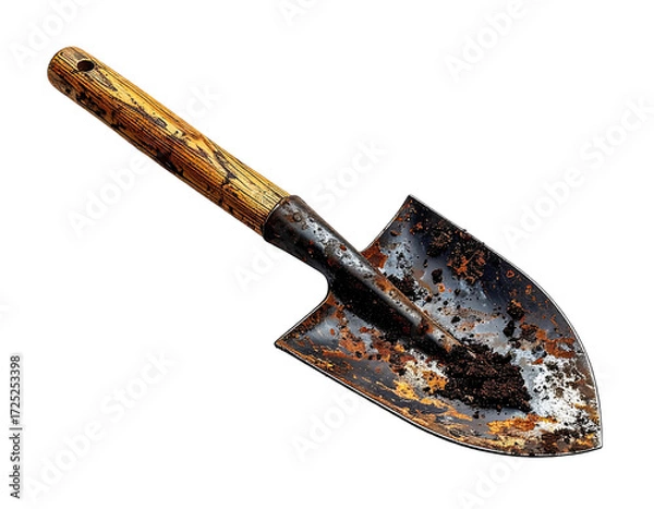 Fototapeta Rusty trowel with wooden handle
