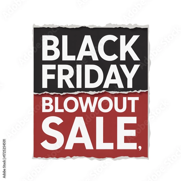 Obraz Black Friday blowout sale with ripped edges, limited time savings event