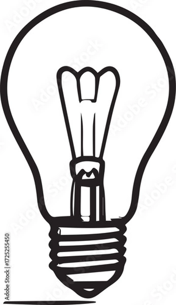 Fototapeta hand drawn bulb in black isolated on transparent background