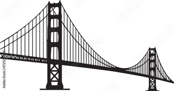 Fototapeta Iconic golden gate bridge silhouette symbolizing san francisco travel and landmark architecture