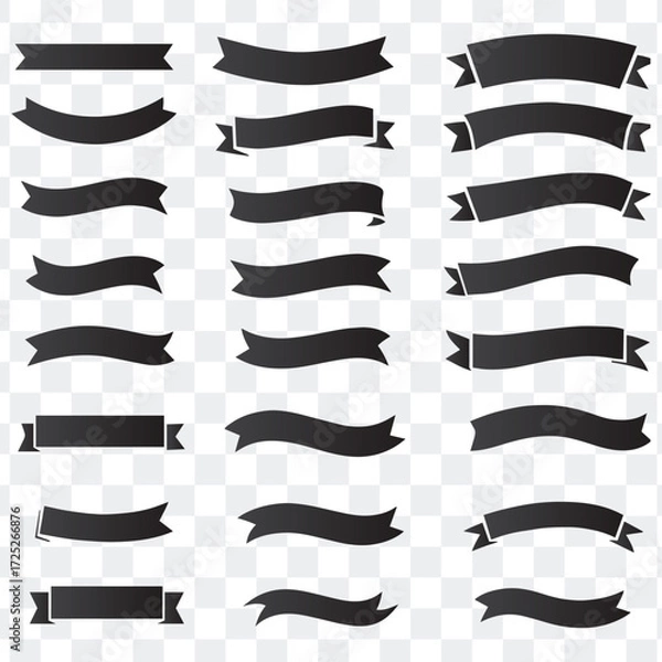 Obraz Versatile Black Ribbon and Banner Vector Shapes Set