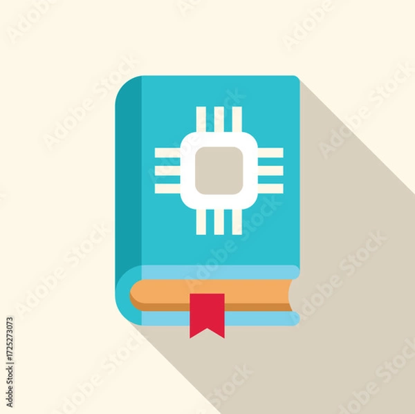 Fototapeta Textbook with microchip studying electronics and digital technology, electronic engineering education concept