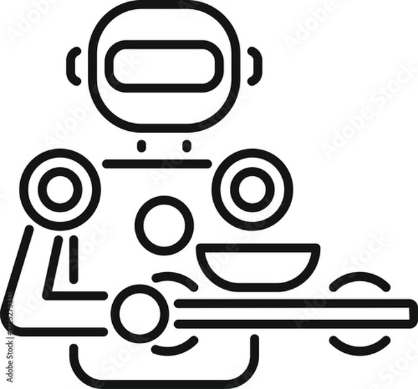 Fototapeta Robot is holding a tray with food, showcasing automated food service in futuristic restaurants