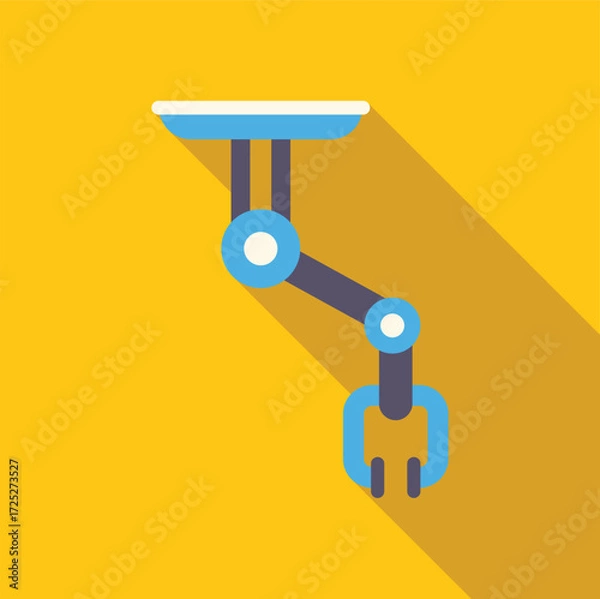 Fototapeta Robotic arm hanging from the ceiling, gripping and ready to automate tasks, symbolizing industrial automation and advanced technology