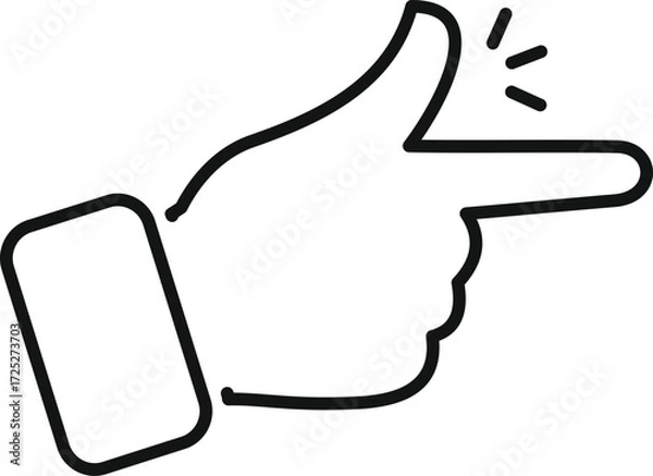 Fototapeta Line art illustration of a hand making a clicking gesture, with a snapping sound effect