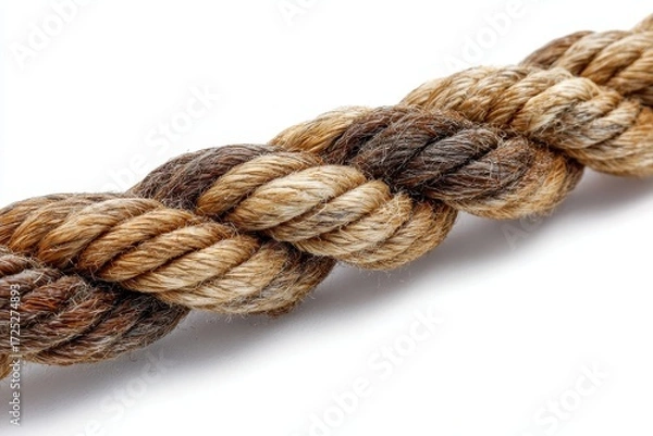 Fototapeta Curly Nautical Cord Isolated on a Bright Background: Versatile Cable for Boat and Climbing Decor