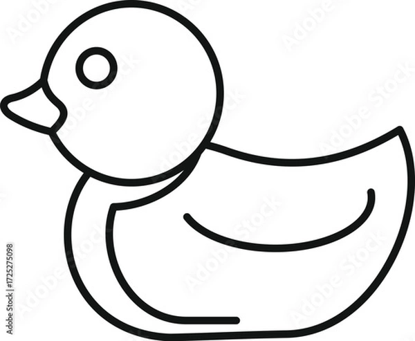 Fototapeta Simple line drawing of a rubber duck, perfect for children's products or bath time themes