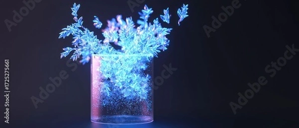 Fototapeta Crystalline Flora: A Digital Bloom in Blue