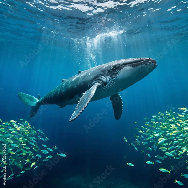 Fototapeta a large whale in the ocean with rabits