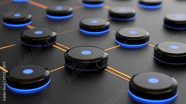 Obraz Abstract Network Technology:  Interconnected Nodes in a Digital Landscape