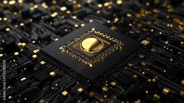 Obraz Luxury Gold Microchip: A Technological Marvel