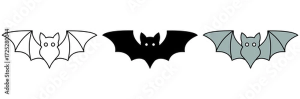 Obraz Three different illustrations of a bat with spread wings, showcasing various styles and colors