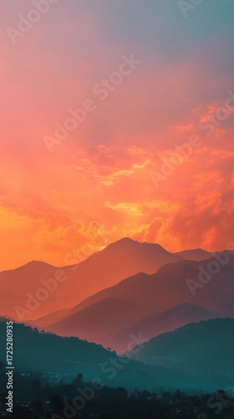 Obraz sunset in the mountains