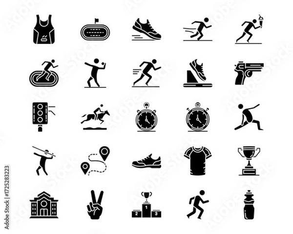 Fototapeta Track and Field Line Vector Icons