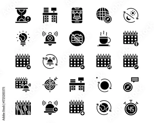 Fototapeta Time and Date Line Vector Icons