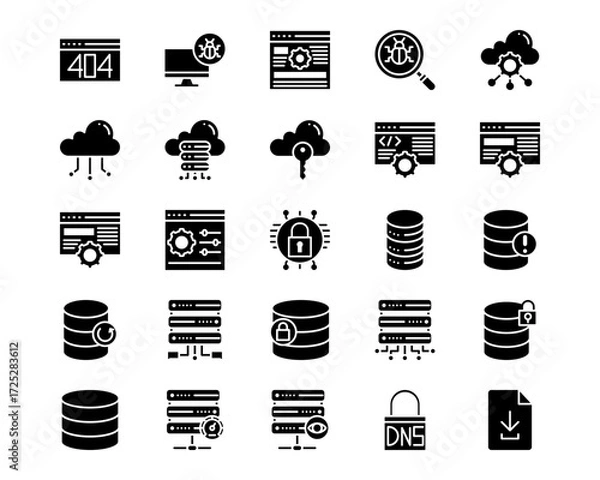 Fototapeta Web Hosting Line Vector Icons