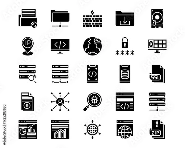 Fototapeta Web Hosting Line Vector Icons