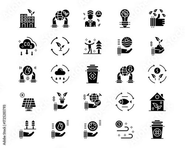 Fototapeta World Environment Day Line Vector Icons
