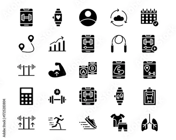 Fototapeta Workout App Line Vector Icons