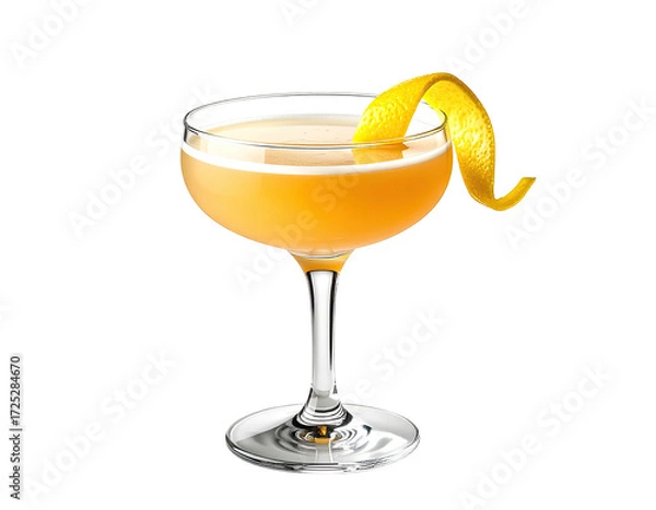 Fototapeta Golden cocktail in a coupe glass, garnished with a lemon twist (1)