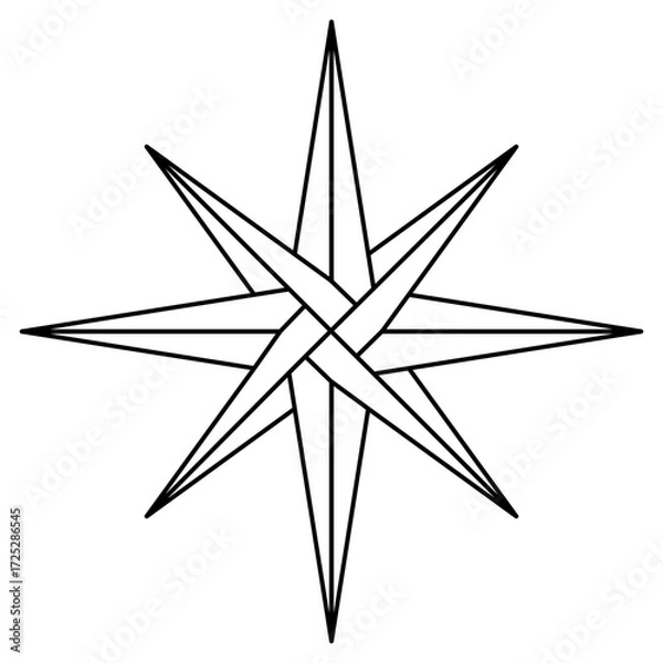 Fototapeta Eight-pointed star with central loop outline icon symbol