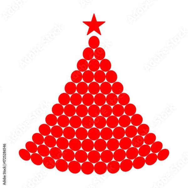 Fototapeta Modern ball pattern Christmas tree icon symbol