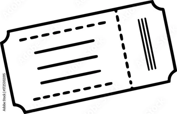 Obraz  black ticket icon with dashed lines,  vector illustration