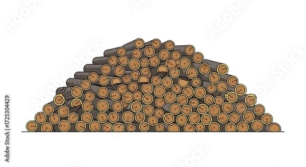 Fototapeta Pile of logs lumber wood timber firewood stack trunk tree forestry cut