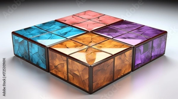 Obraz Colorful Cubes Composition on White Background