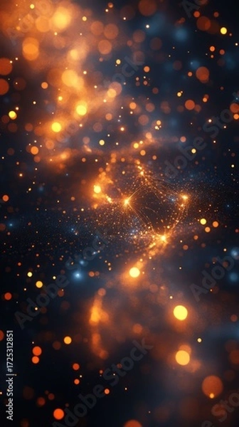 Obraz Celestial Nebula: A Symphony of Orange and Blue Lights