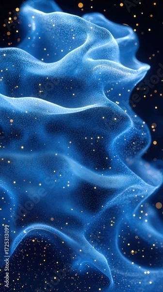 Fototapeta Abstract Blue Nebula: Celestial Waves of Light and Stardust