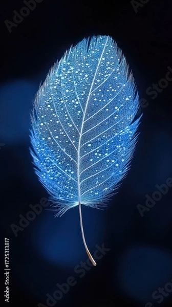 Obraz Serene Blue Feather: A Delicate Macro Photography