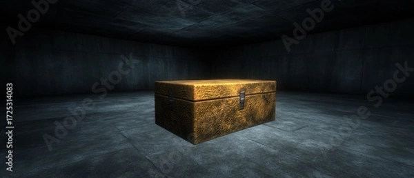 Obraz Mysterious Golden Chest in a Dark Room
