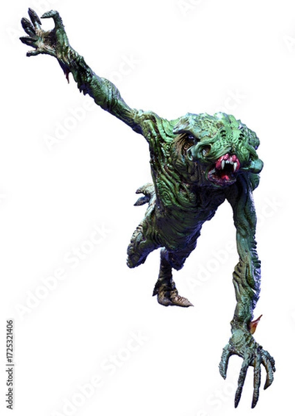 Fototapeta 3D Rendering Green Alien on White