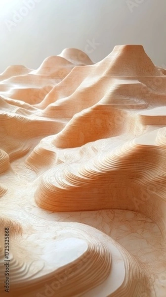 Fototapeta Layered Landscape: An Abstract Wooden Topography